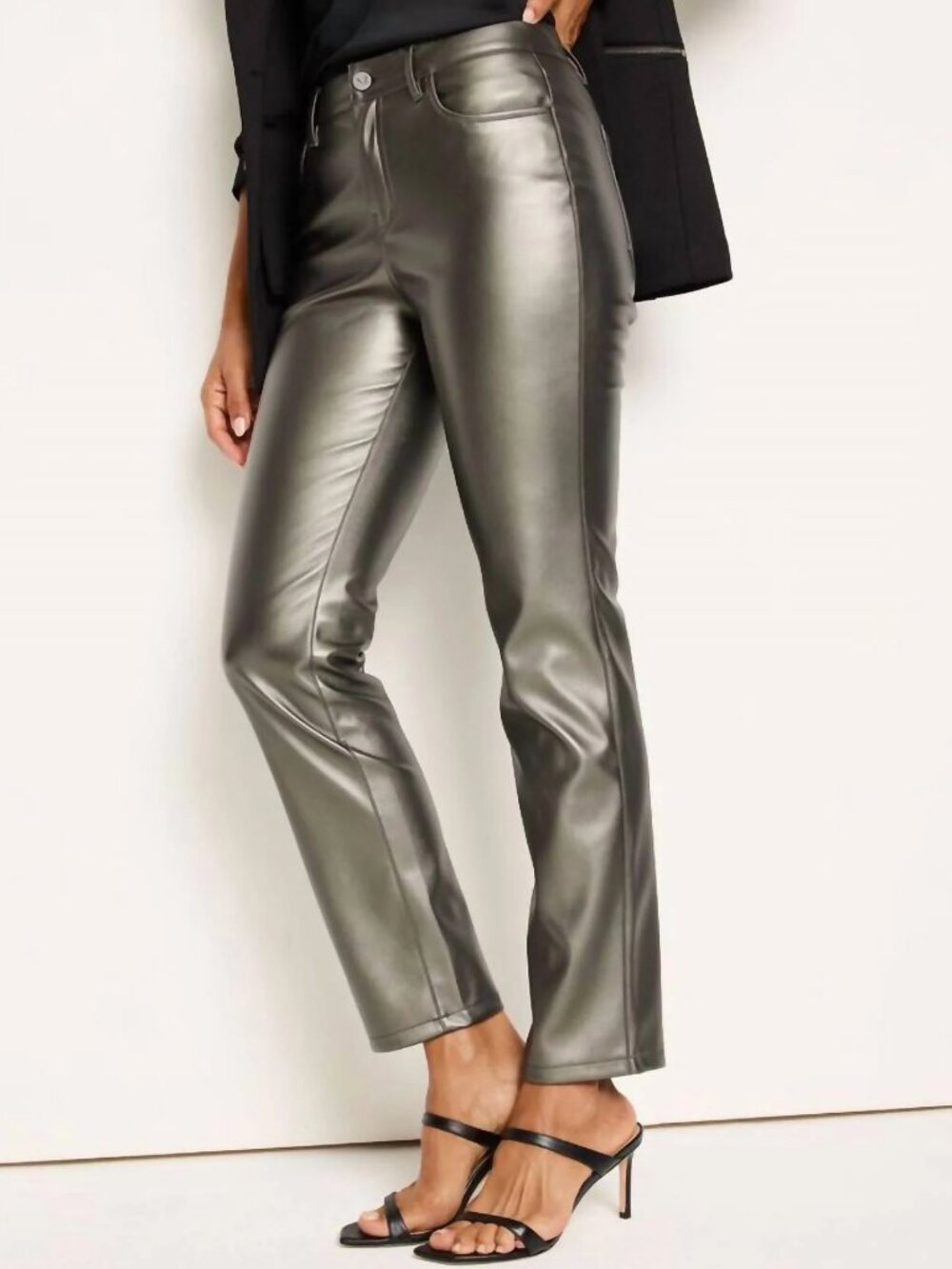 NIC + ZOE Daytrip Metallic Faux Leather Pants in Bronze Size 26 Brand New NWT